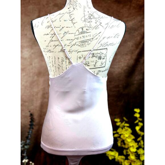 Drape Front Satin Cami V Back Astr The Label Bodysuit Champagne size S - Picture 14 of 16